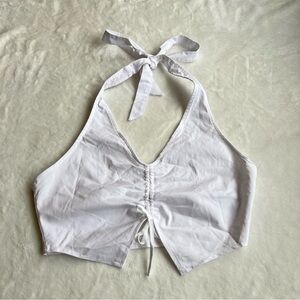 H&M White HalterNeck Drawstring Top